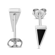 Black Onyx Triangle Sterling Silver Stud Earrings, e312